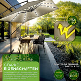 Tillvex® LED Parasol - Rechthoekig - 235x235cm - Verstelbaar - Bruin •